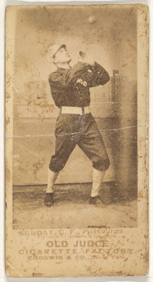 William Ashley "Billy" Sunday, Center Field, Pittsburgh, from the Old Judge series (N172) for Old Judge Cigarettes, Issued by Goodwin &amp; Company, Albumen photograph 