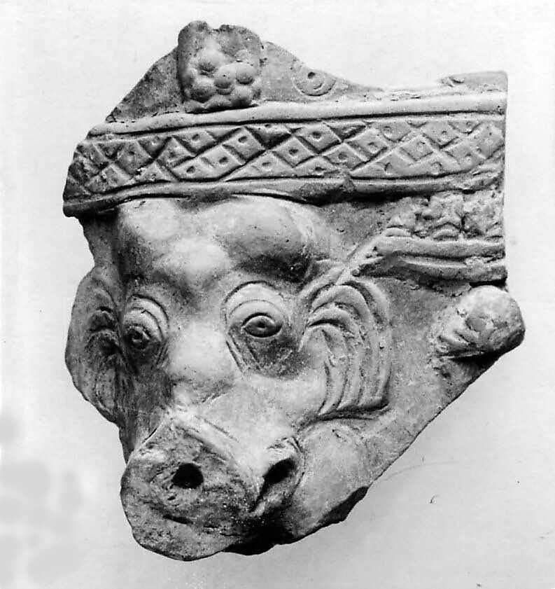 Fragment of a Relief Ornament, Terracotta, Central Asia 
