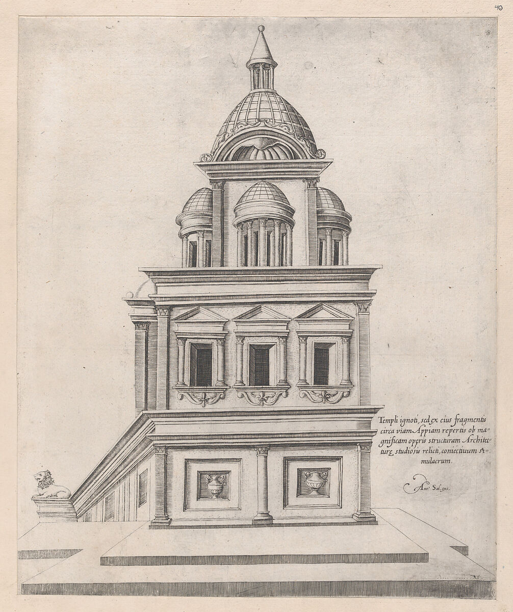 Temple near the Appian Way, from "Speculum Romanae Magnificentiae", Anonymous, Engraving 