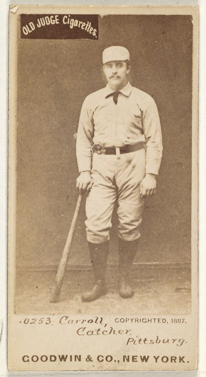 Frederick Herbert "Fred" Carroll, Catcher, Pittsburgh, from the Old Judge series (N172) for Old Judge Cigarettes, Issued by Goodwin &amp; Company, Albumen photograph 