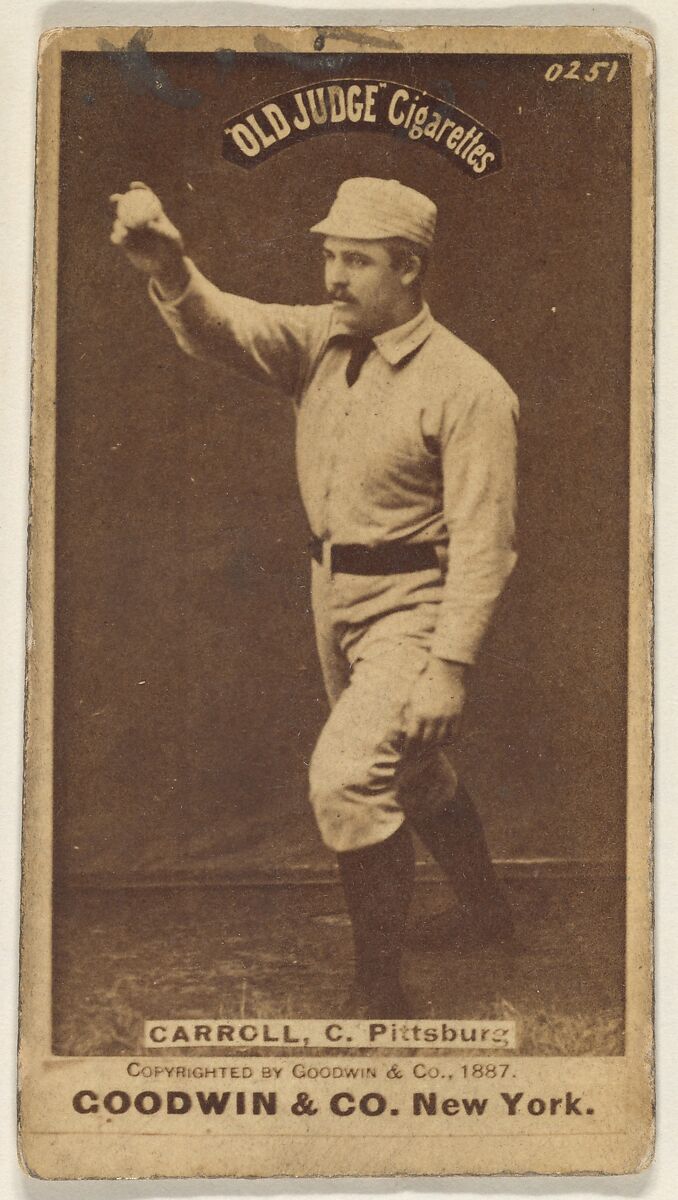 Frederick Herbert "Fred" Carroll, Catcher, Pittsburgh, from the Old Judge series (N172) for Old Judge Cigarettes, Issued by Goodwin &amp; Company, Albumen photograph 