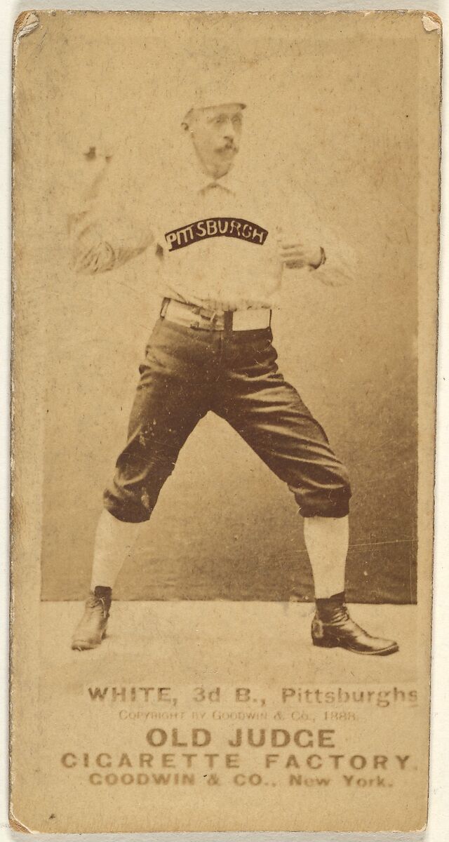 White, 3rd Base, Pittsburgh, from the Old Judge series (N172) for Old Judge Cigarettes, Issued by Goodwin &amp; Company, Albumen photograph 