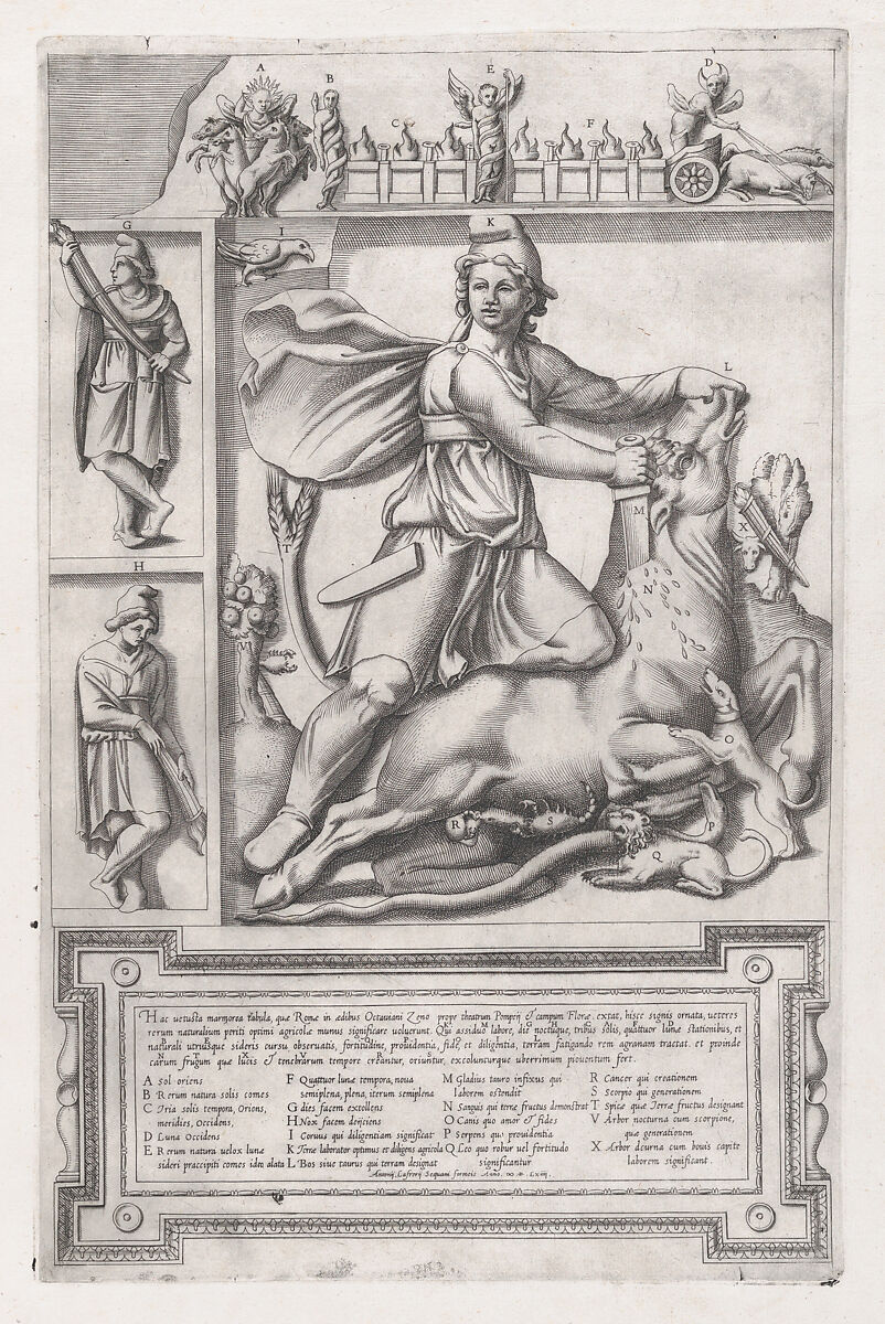 Statue of Mithras, from "Speculum Romanae Magnificentiae", Anonymous, Etching 