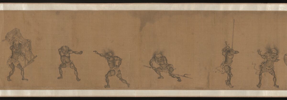The Demon Queller Zhong Kui Giving His Sister Away in Marriage, Yan Geng (active late 13th century), Handscroll; ink on silk, China