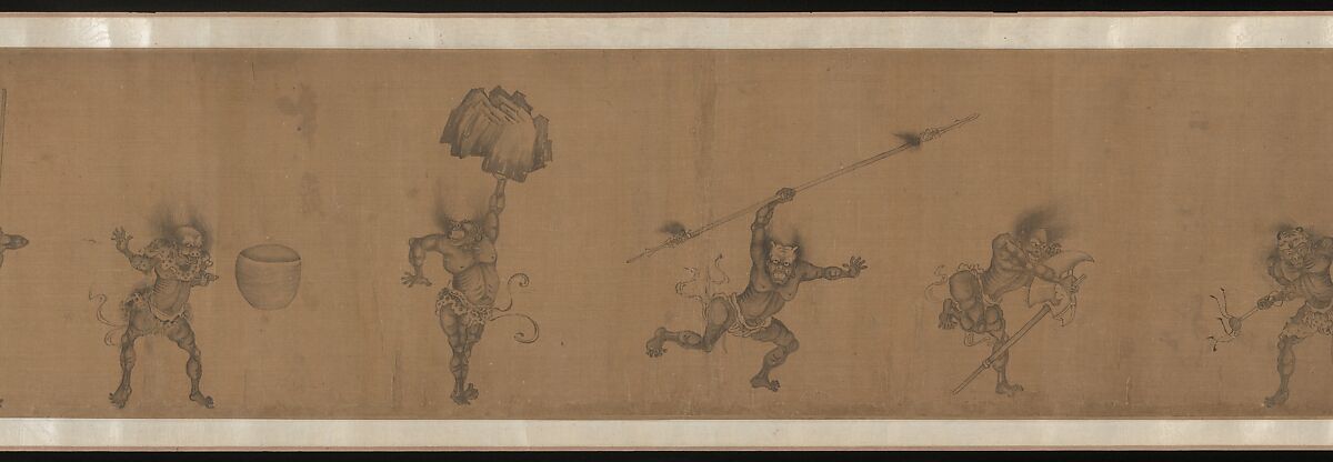 The Demon Queller Zhong Kui Giving His Sister Away in Marriage, Yan Geng (active late 13th century), Handscroll; ink on silk, China