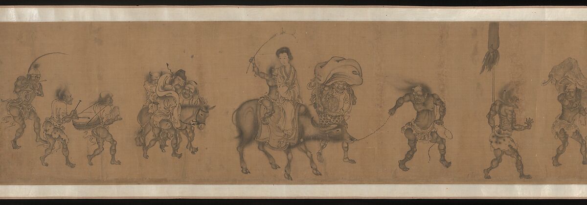 The Demon Queller Zhong Kui Giving His Sister Away in Marriage, Yan Geng (active late 13th century), Handscroll; ink on silk, China