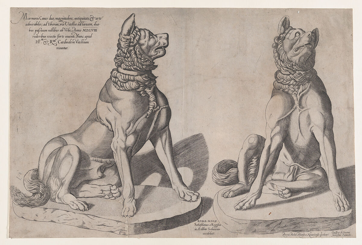 Two Dogs, from "Speculum Romanae Magnificentiae", Sebastiano di Re (Italian, active Rome, 1557–63), Engraving 