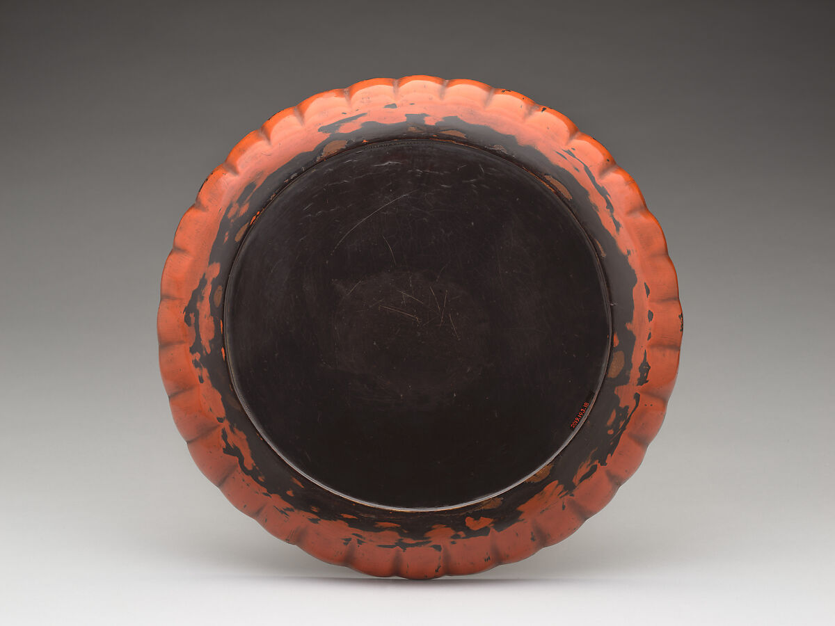 Lobed Tray, Wood with coatings of red over black lacquer (Negoro ware), Japan