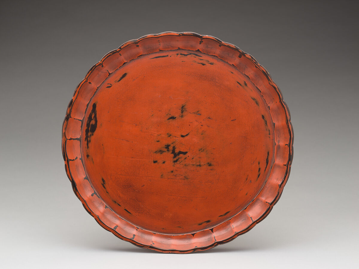 Lobed Tray, Wood with coatings of red over black lacquer (Negoro ware), Japan