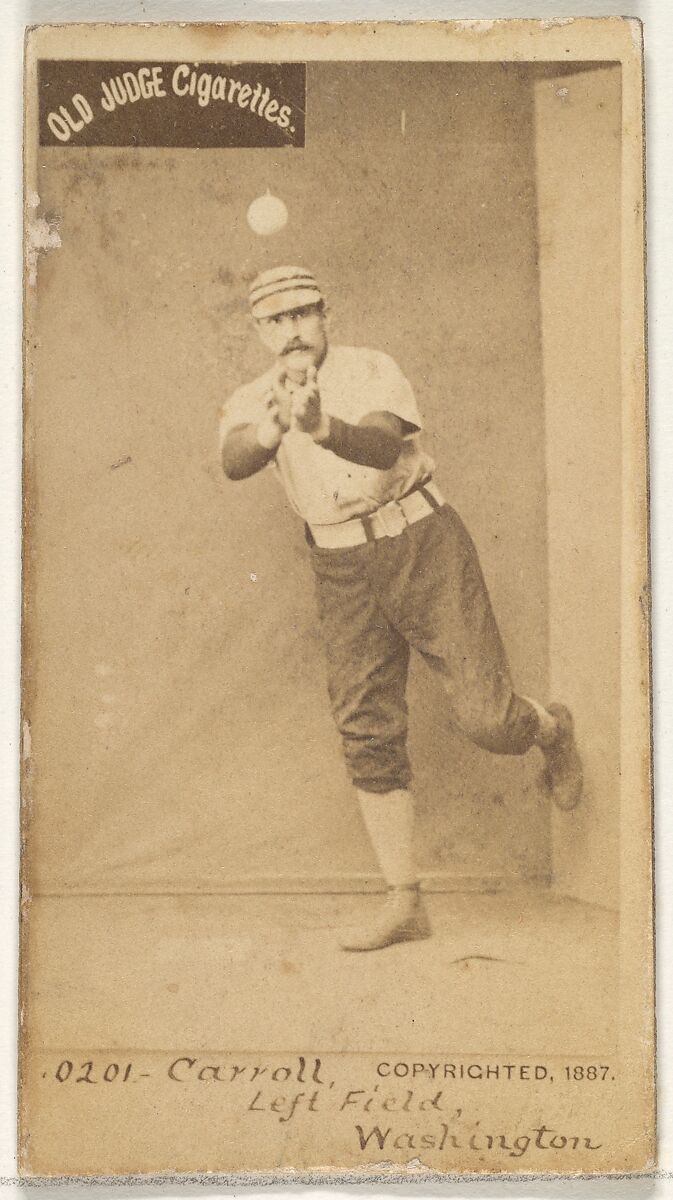 Samuel "Cliff" Clifford Carroll, Left Field, Washington Nationals, from the Old Judge series (N172) for Old Judge Cigarettes, Issued by Goodwin &amp; Company, Albumen photograph 
