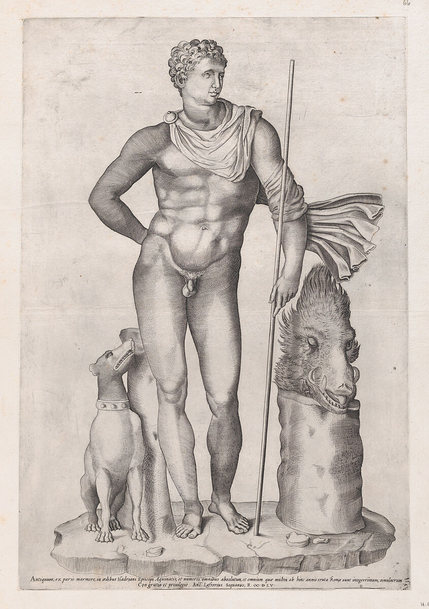 Statue of Meleager, from "Speculum Romanae Magnificentiae", Anonymous, Engraving 