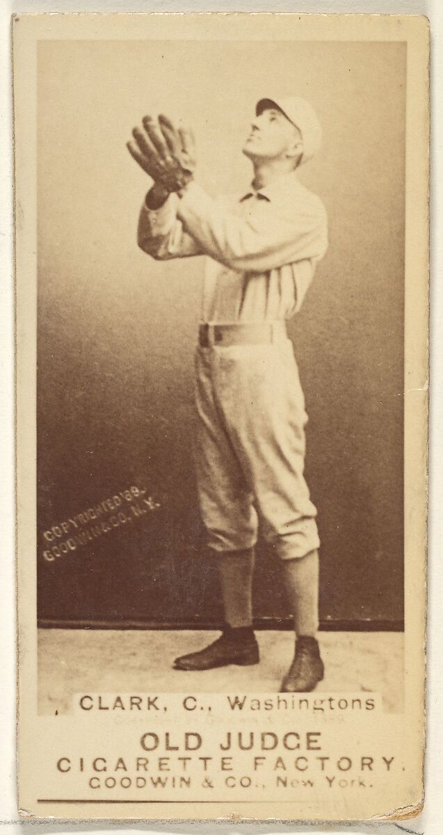Owen F. "Spider" Clark, Catcher, Washington Nationals, from the Old Judge series (N172) for Old Judge Cigarettes, Issued by Goodwin &amp; Company, Albumen photograph