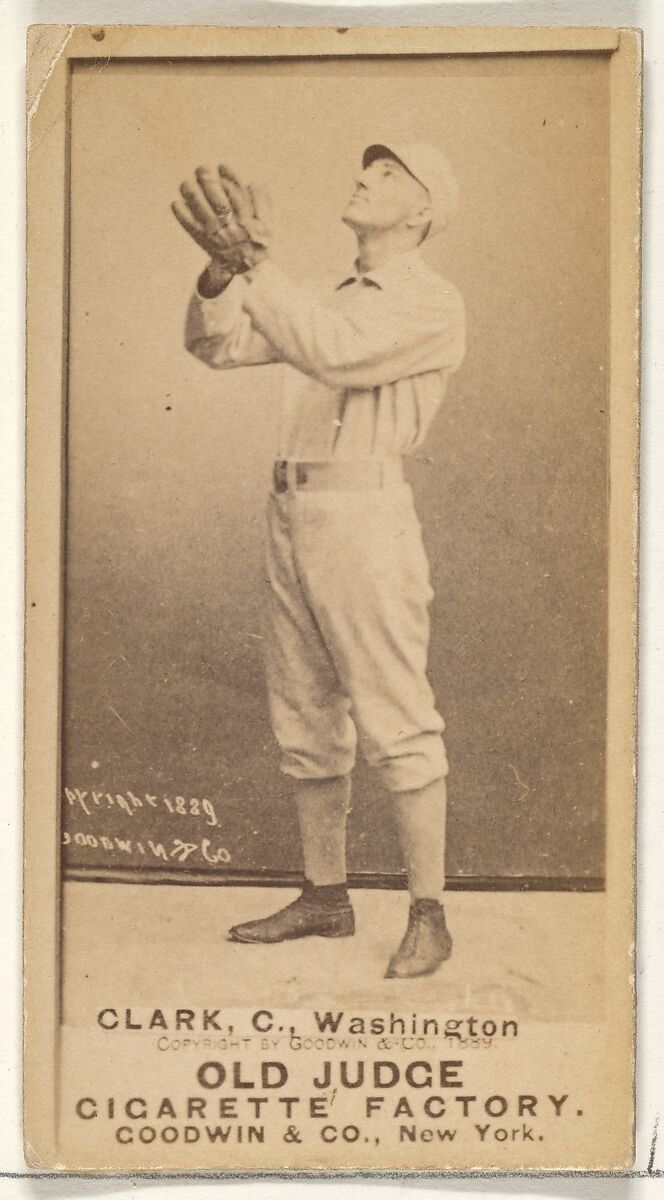 Owen F. "Spider" Clark, Catcher, Washington Nationals, from the Old Judge series (N172) for Old Judge Cigarettes, Issued by Goodwin &amp; Company, Albumen photograph