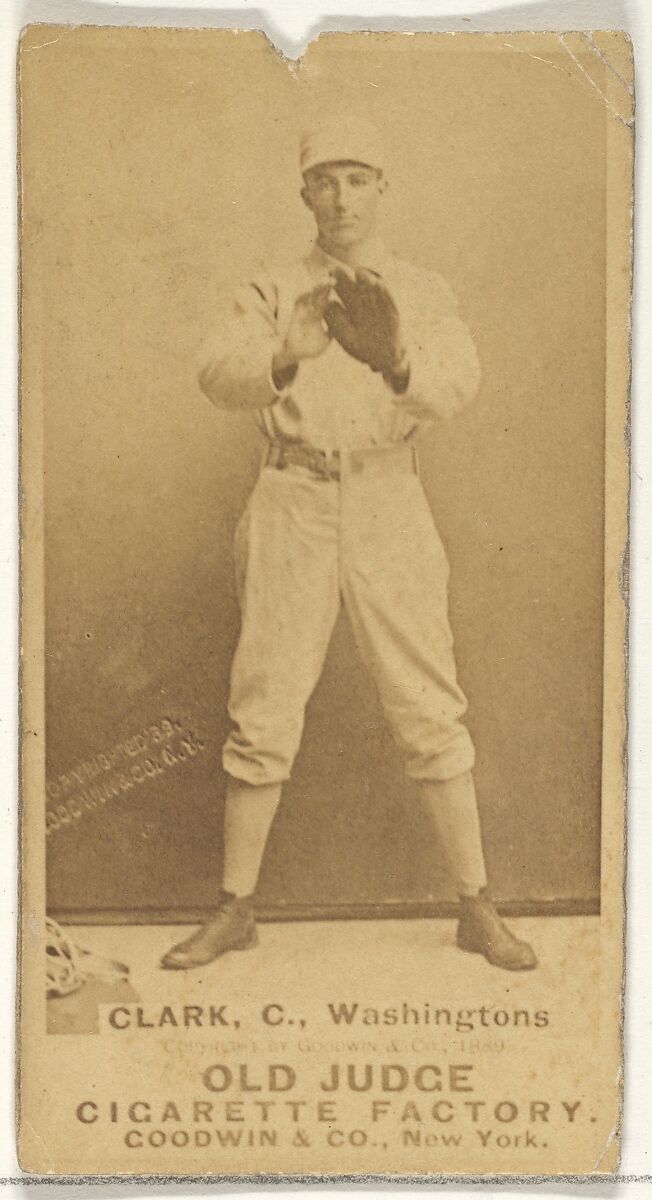 Owen F. "Spider" Clark, Catcher, Washington Nationals, from the Old Judge series (N172) for Old Judge Cigarettes, Issued by Goodwin &amp; Company, Albumen photograph