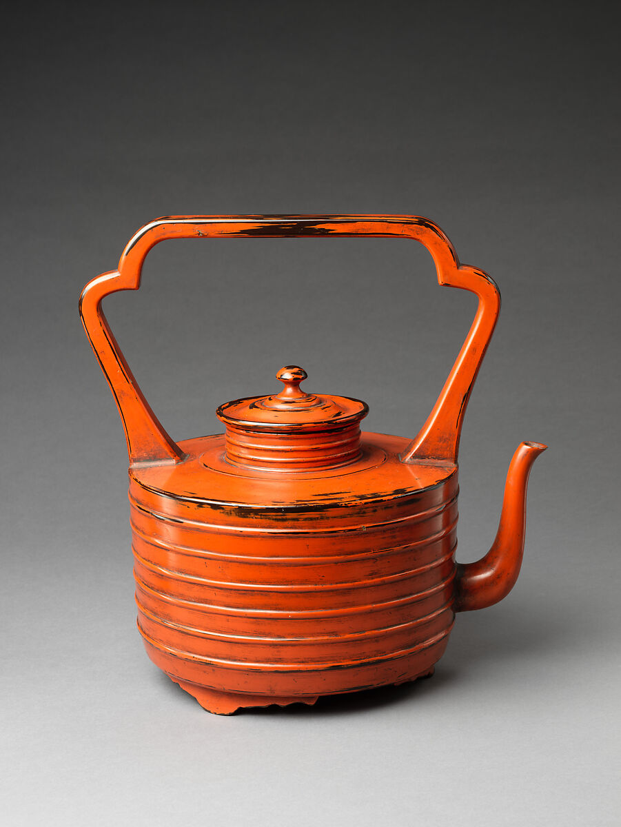Ewer for hot water, Red lacquer (Negoro ware), Japan