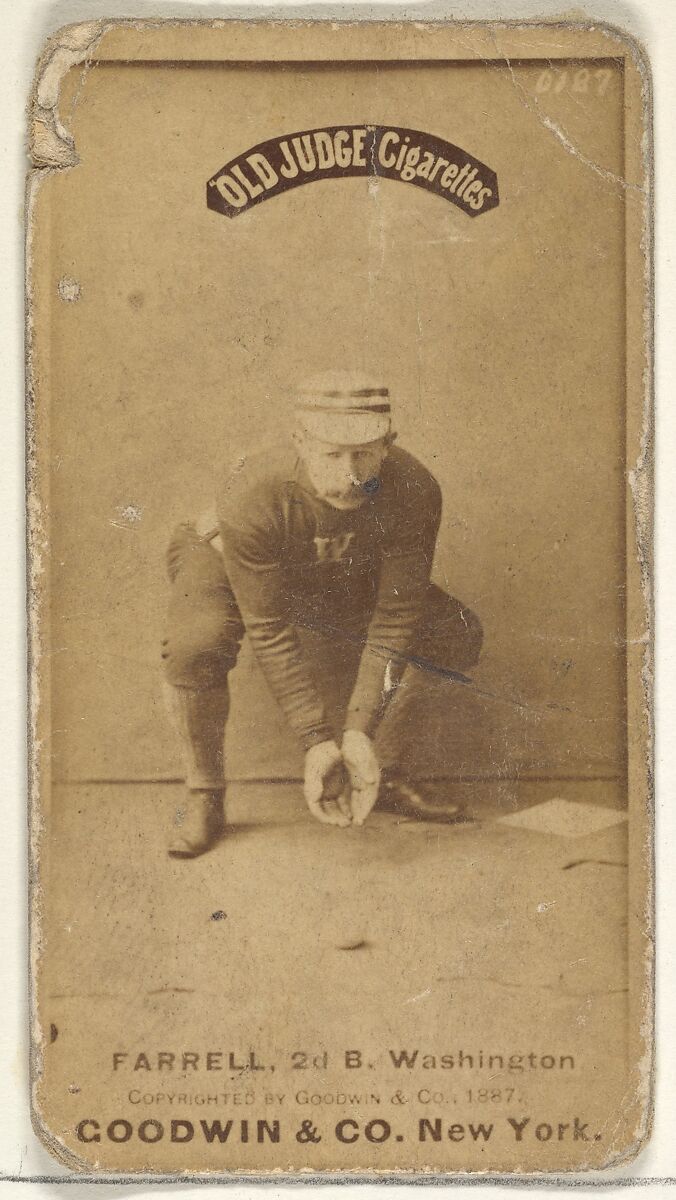 John A. "Jack" Farrell, 2nd Base, Washington Nationals, from the Old Judge series (N172) for Old Judge Cigarettes, Issued by Goodwin &amp; Company, Albumen photograph 