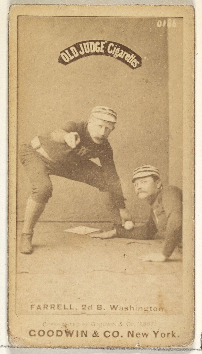 John A. "Jack" Farrell, 2nd Base, Washington Nationals, from the Old Judge series (N172) for Old Judge Cigarettes, Issued by Goodwin &amp; Company, Albumen photograph 