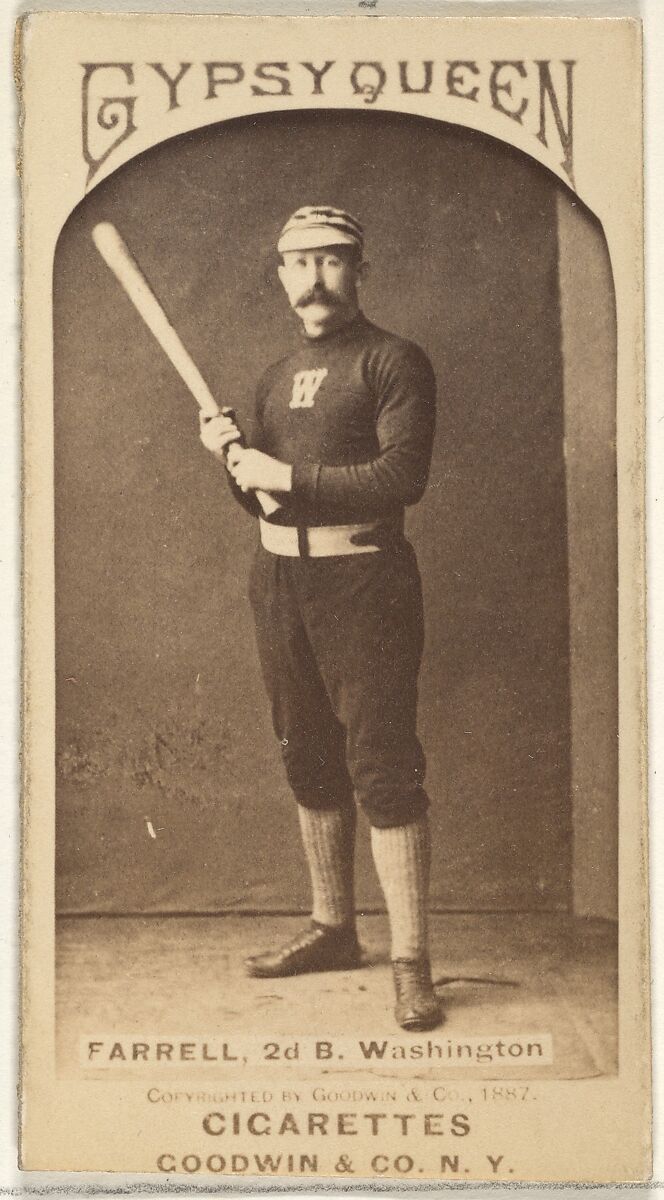 John A. "Jack" Farrell, 2nd Base, Washington Nationals, from the Old Judge series (N172) for Old Judge and Gypsy Queen Cigarettes, Issued by Goodwin &amp; Company, Albumen photograph 