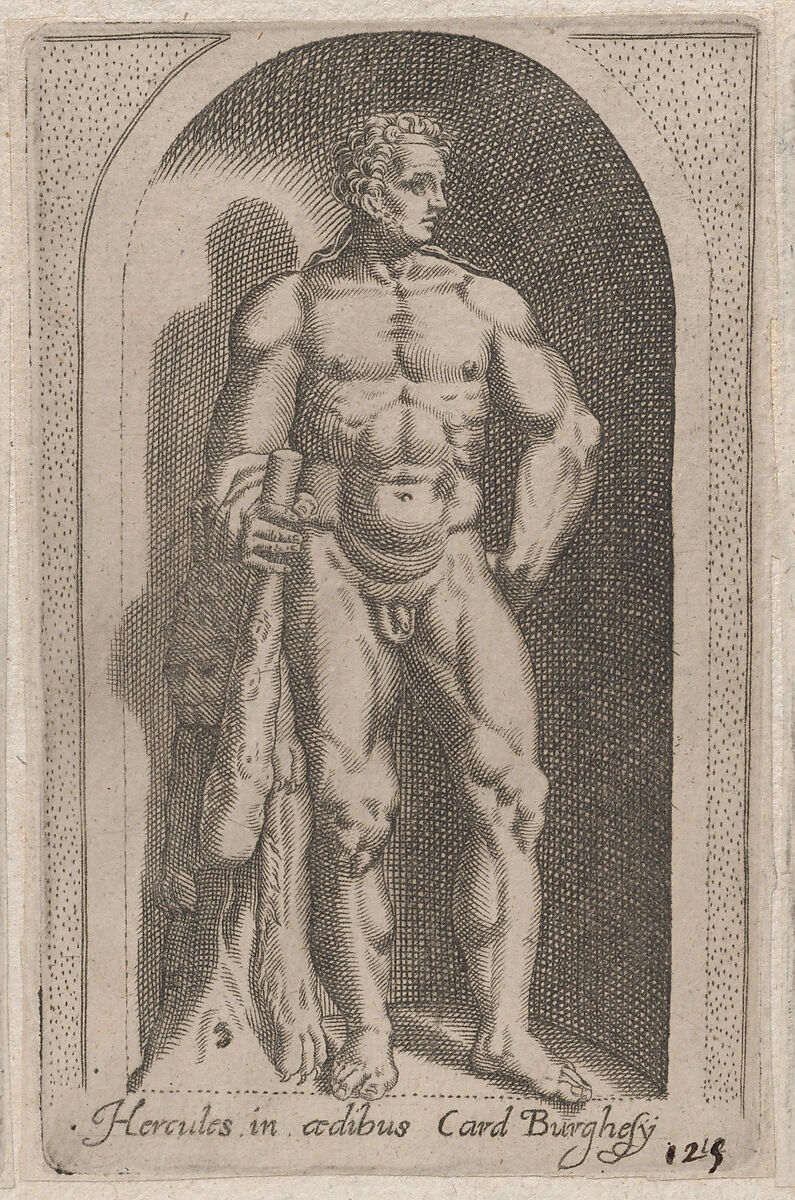 Hercules (Hercules in aedibus Card. Burghesij), from "Speculum Romanae Magnificentiae", Anonymous, Engraving 