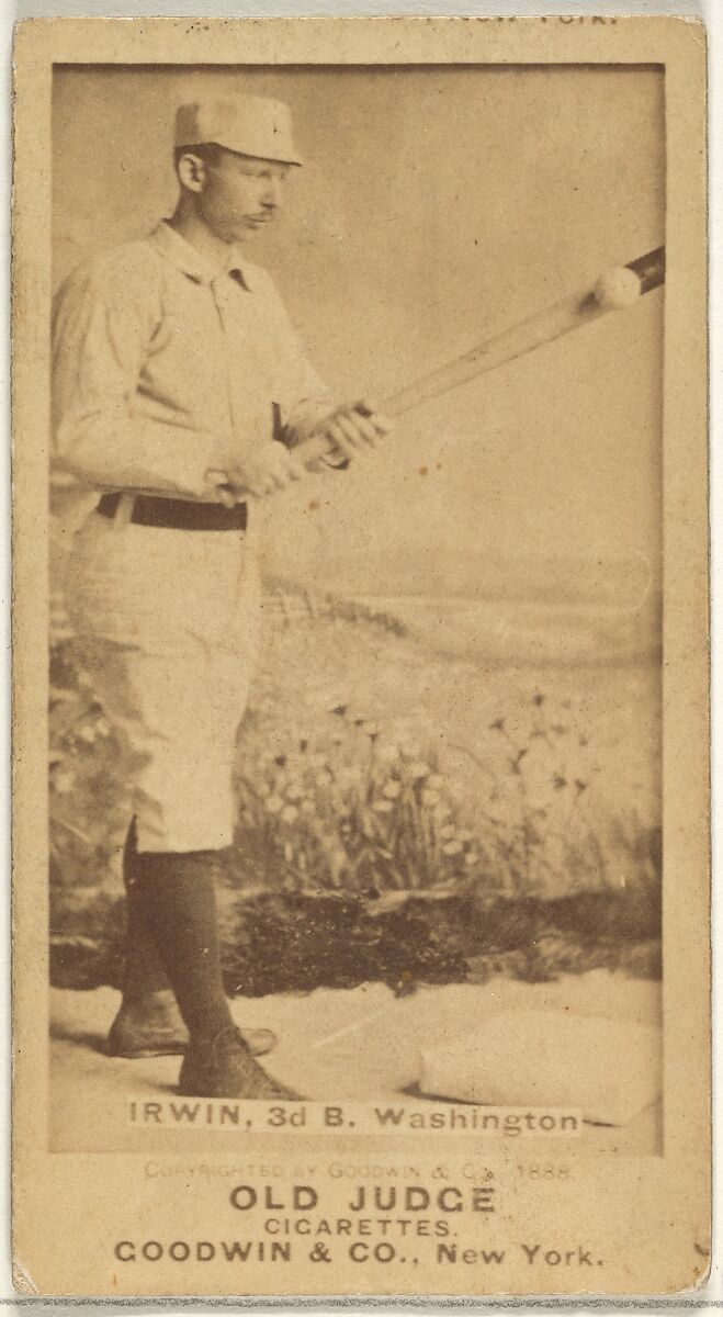 John Irwin, 3rd Base, Washington Nationals, from the Old Judge series (N172) for Old Judge Cigarettes, Issued by Goodwin &amp; Company, Albumen photograph 