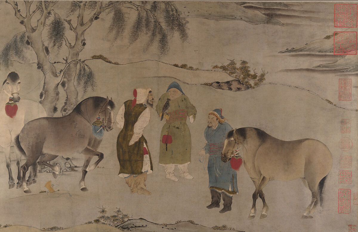 Six Horses, Unidentified artists, Handscroll; ink and color on paper, China