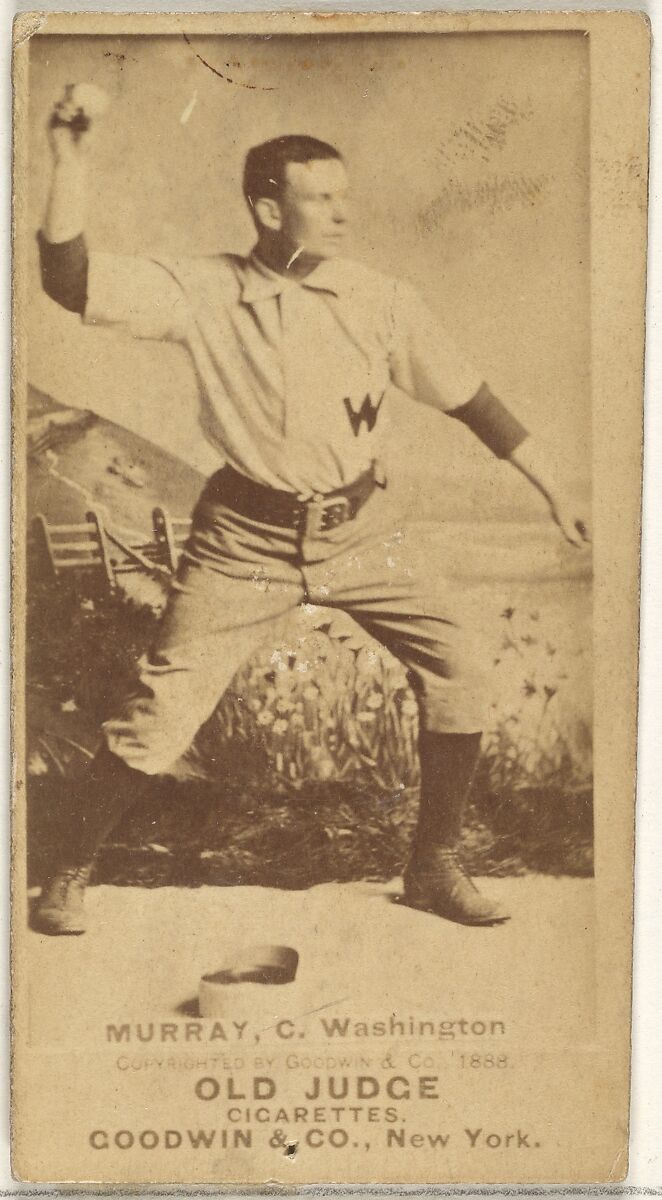 Jeremiah J. "Miah" Murray, Catcher, Washington Nationals, from the Old Judge series (N172) for Old Judge Cigarettes, Issued by Goodwin &amp; Company, Albumen photograph 