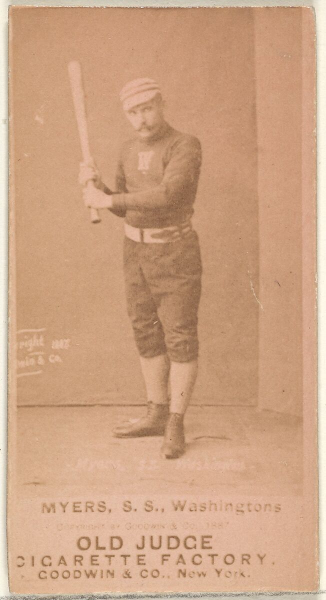 James Albert "Al" Myers, Shortstop, Washington Nationals, from the Old Judge series (N172) for Old Judge Cigarettes, Issued by Goodwin &amp; Company, Albumen photograph 