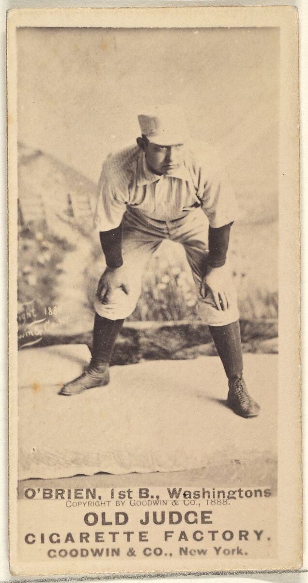 William Smith "Billy" O'Brien, 1st Base, Washington Nationals, from the Old Judge series (N172) for Old Judge Cigarettes, Issued by Goodwin &amp; Company, Albumen photograph 