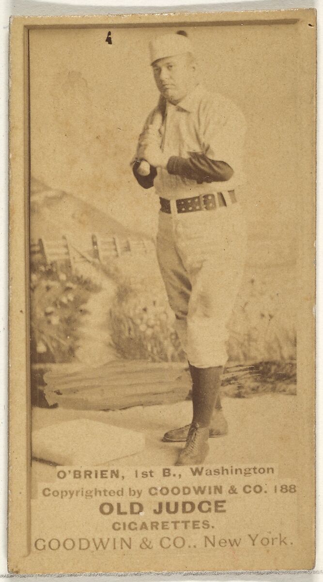 William Smith "Billy" O'Brien, 1st Base, Washington Nationals, from the Old Judge series (N172) for Old Judge Cigarettes, Issued by Goodwin &amp; Company, Albumen photograph 