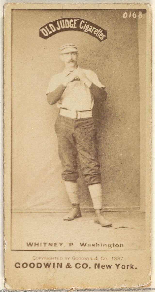 James Evans "Grasshopper Jim" Whitney, Pitcher, Washington Nationals, from the Old Judge series (N172) for Old Judge Cigarettes, Issued by Goodwin &amp; Company, Albumen photograph 