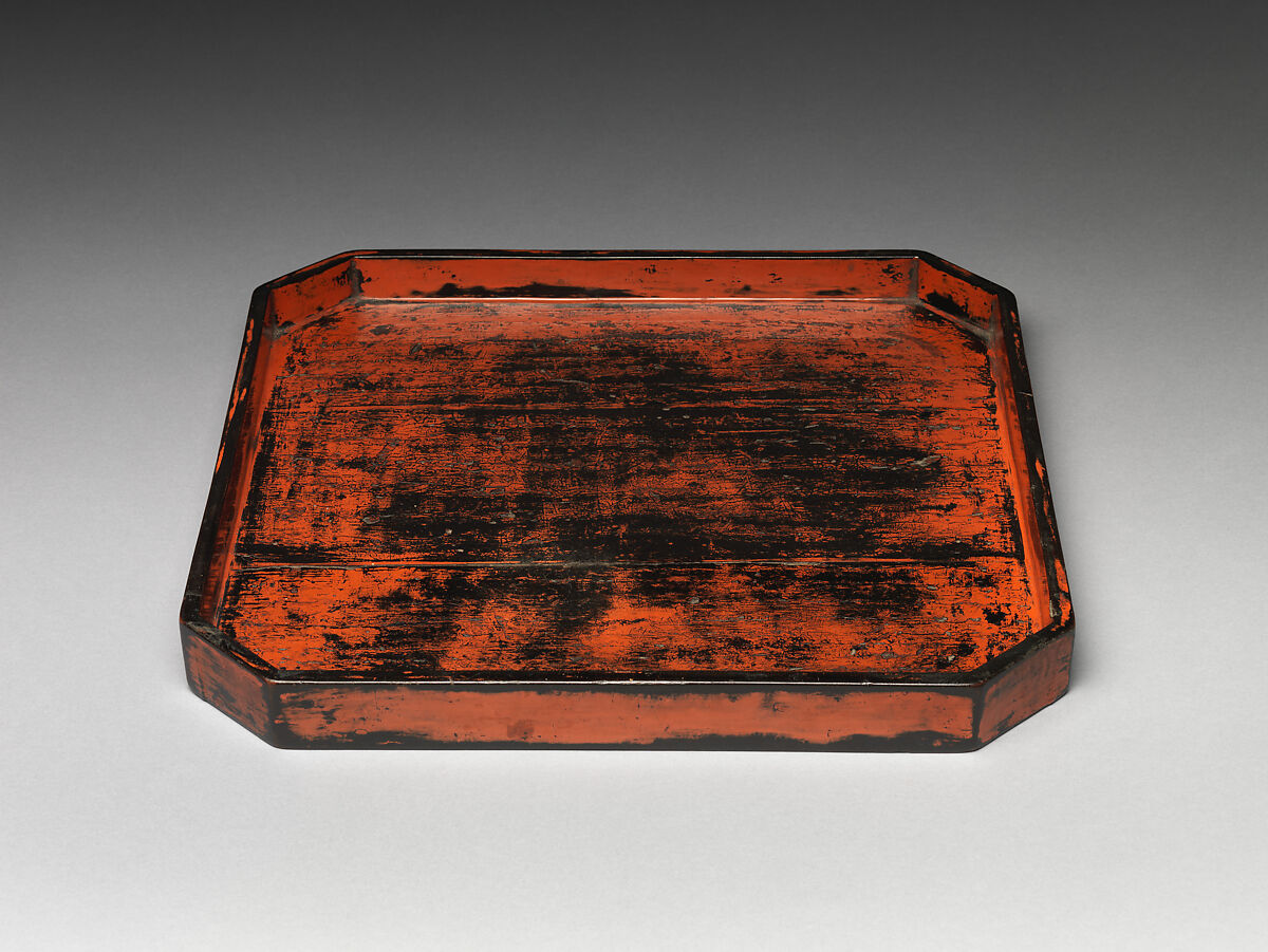 Serving Tray with Angled Corners, Red lacquer (Negoro ware), Japan 