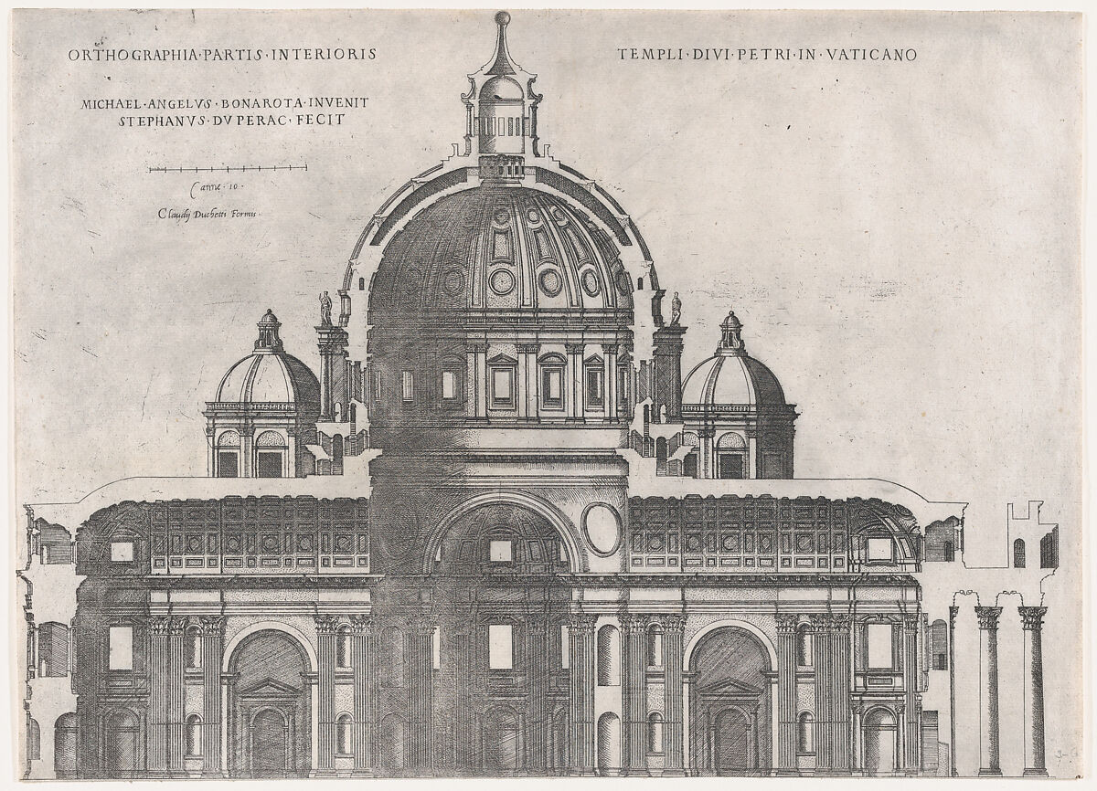 St. Peter's, from "Speculum Romanae Magnificentiae", Etienne DuPérac (French, ca. 1535–1604), Engraving and etching 