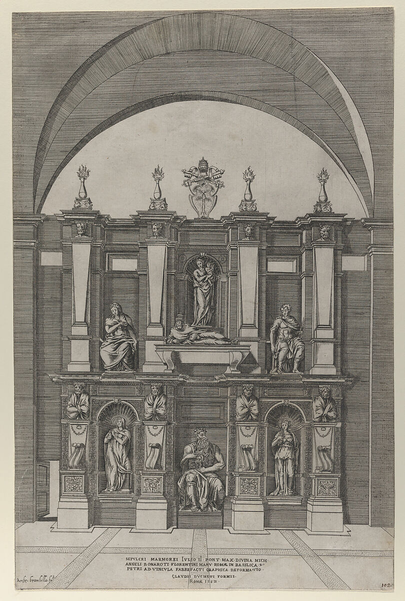 Sepulchre of Julius II, from "Speculum Romanae Magnificentiae", Giovanni Ambrogio Brambilla (Italian, active Rome, 1575–99), Engraving 