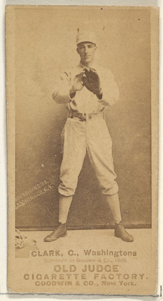 Owen F. "Spider" Clark, Catcher, Washington Nationals, from the Old Judge series (N172) for Old Judge Cigarettes, Issued by Goodwin &amp; Company, Albumen photograph 