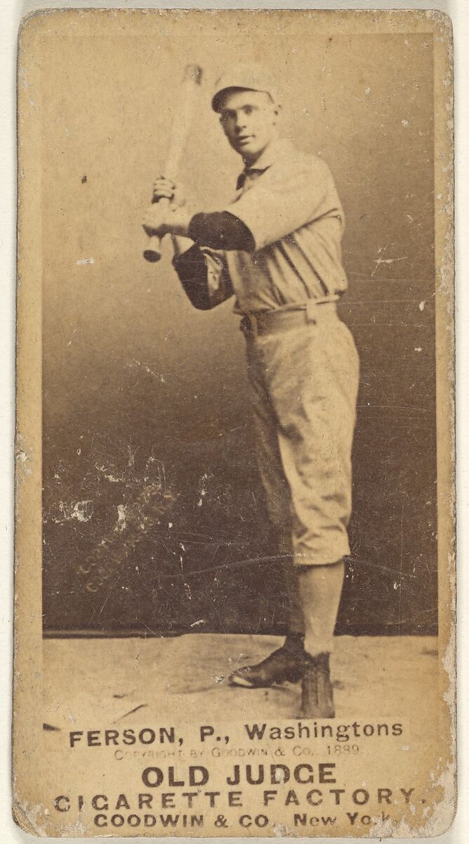 Alexander "Colonel" Ferson, Pitcher, Washington Nationals, from the Old Judge series (N172) for Old Judge Cigarettes, Issued by Goodwin &amp; Company, Albumen photograph 