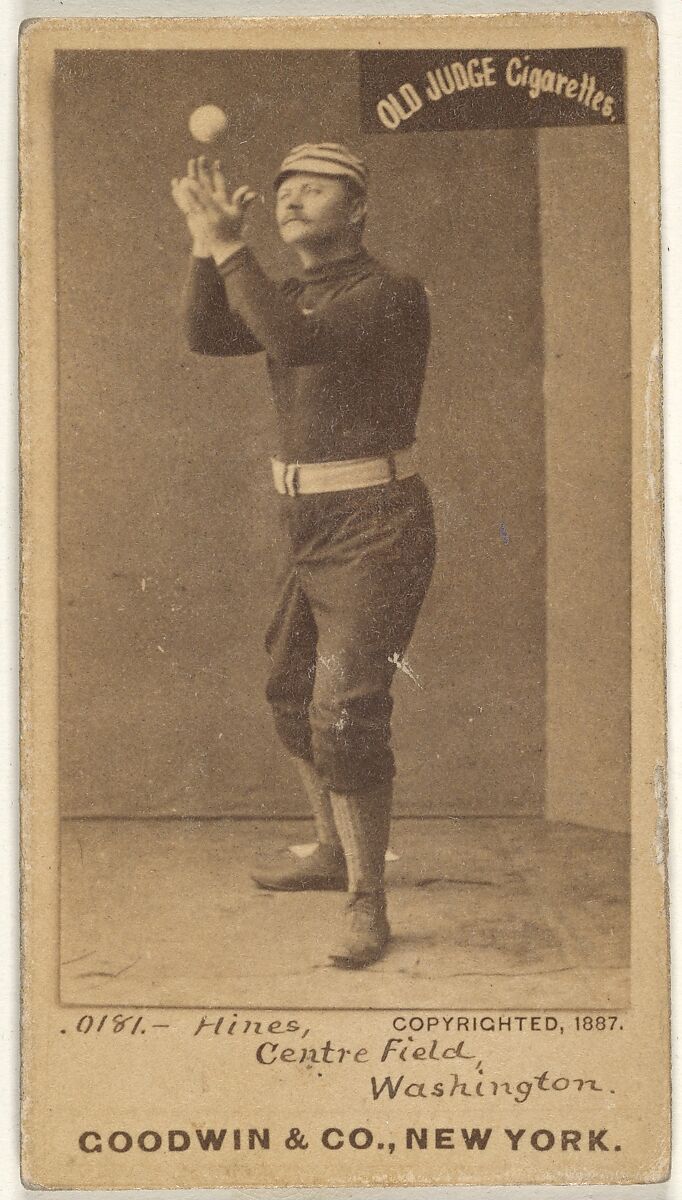 Paul Aloysius Hines, Center Field, Washington Nationals, from the Old Judge series (N172) for Old Judge Cigarettes, Issued by Goodwin &amp; Company, Albumen photograph 
