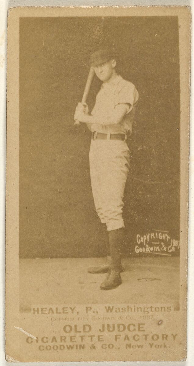 John J. "Egyptian" Healy, Pitcher, Washington Nationals, from the Old Judge series (N172) for Old Judge Cigarettes, Issued by Goodwin &amp; Company, Albumen photograph 