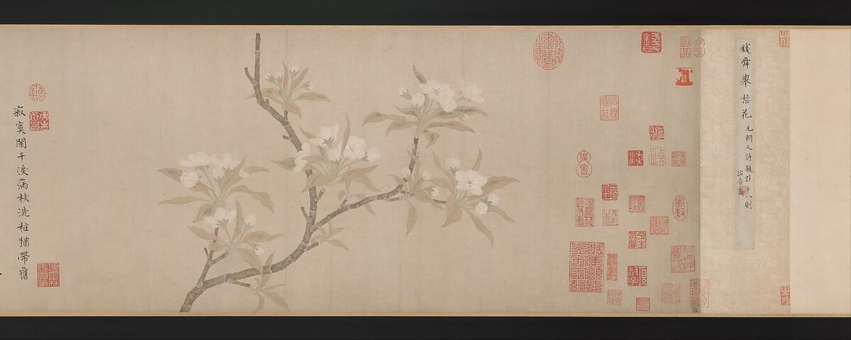 Pear Blossoms, Unidentified, Handscroll; ink and color on paper, China