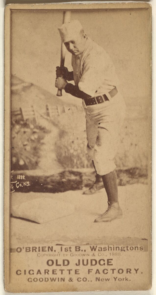 William Smith "Billy" O'Brien, 1st Base, Washington Nationals, from the Old Judge series (N172) for Old Judge Cigarettes, Issued by Goodwin &amp; Company, Albumen photograph 