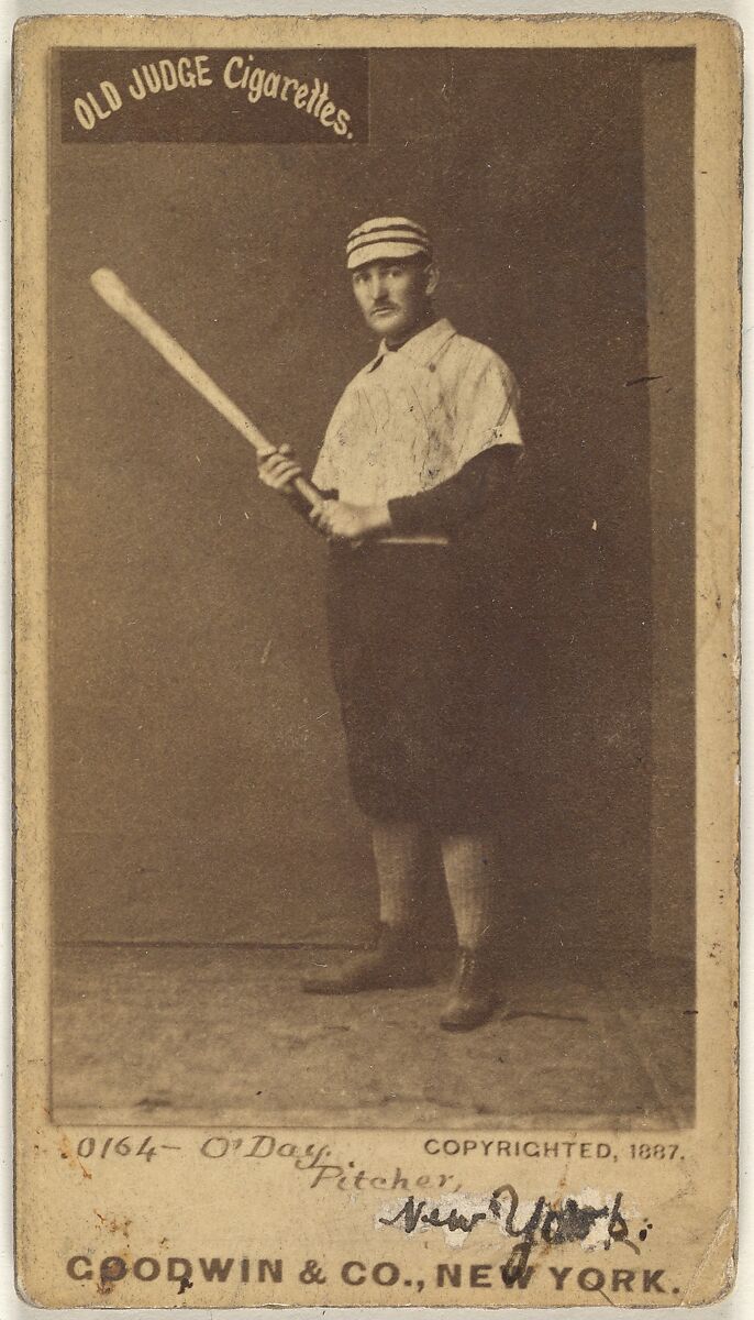 Henry Francis "Hank" O'Day, Pitcher, Washington Nationals, from the Old Judge series (N172) for Old Judge Cigarettes, Issued by Goodwin &amp; Company, Albumen photograph 