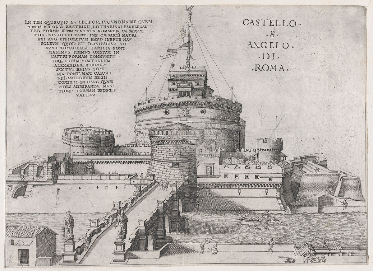 Castello Sant' Angelo, from "Speculum Romanae Magnificentiae", Nicolas Beatrizet (French, Lunéville 1515–ca. 1566 Rome (?)), Engraving; first state of three (Robert-Dumesnil) 