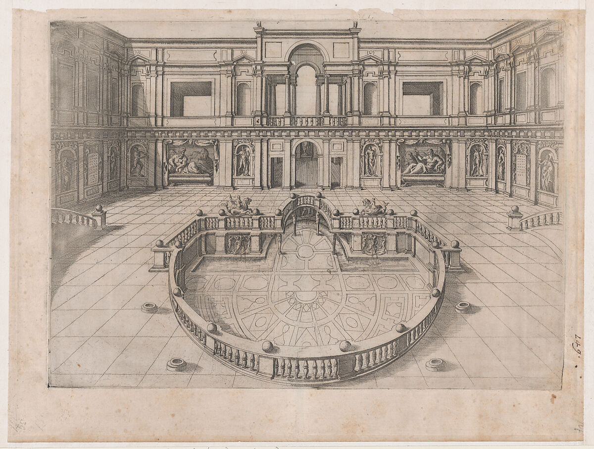 Great Hall within the Villa of Pope Julius, from "Speculum Romanae Magnificentiae", Anonymous, Engraving 
