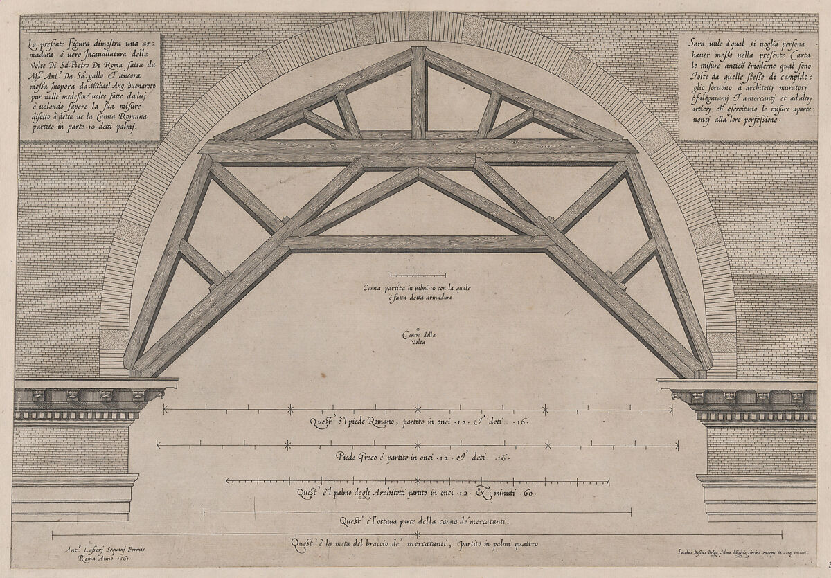 Wooden Framework to Support Arches in a Building, from "Speculum Romanae Magnificentiae", Jacob Bos (Netherlandish, Hertogenbosch ca. 1520, active Rome ca. 1549–80), Engraving 