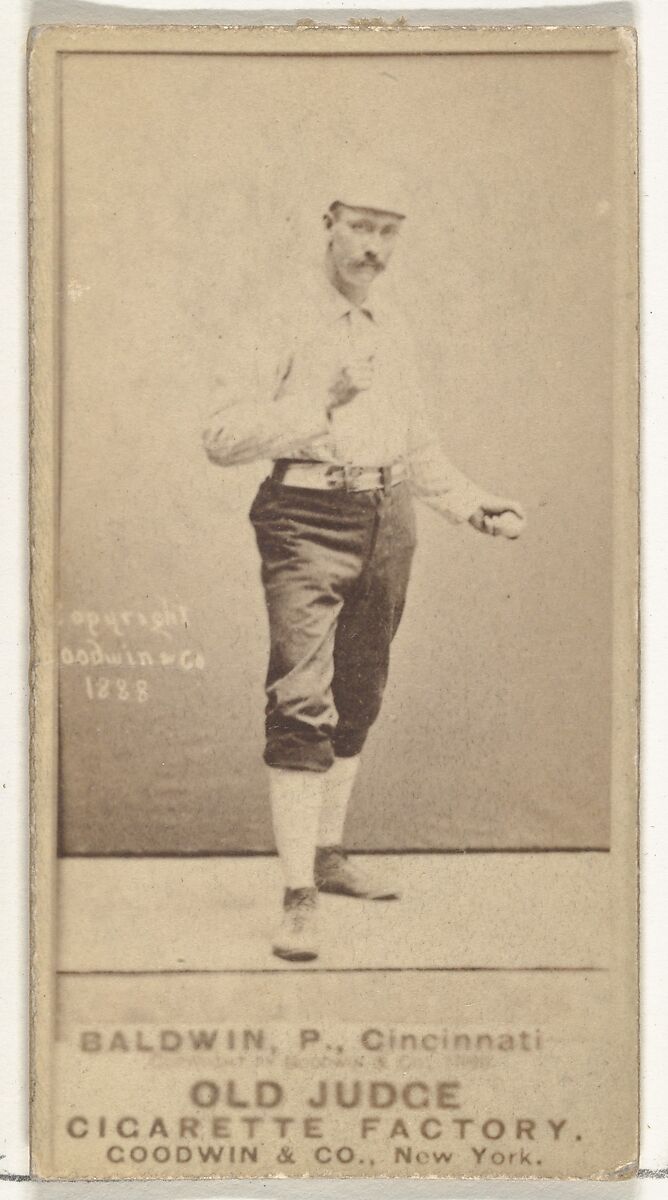 Clarence Geoghan "Kid" Baldwin, Catcher, Cincinnati, from the Old Judge series (N172) for Old Judge Cigarettes, Issued by Goodwin &amp; Company, Albumen photograph 