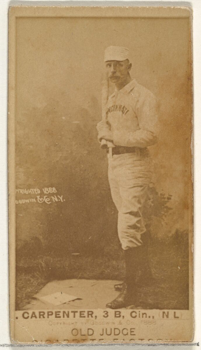 Warren William "Hick" Carpenter, 3rd Base, Cincinnati, from the Old Judge series (N172) for Old Judge Cigarettes, Issued by Goodwin &amp; Company, Albumen photograph 