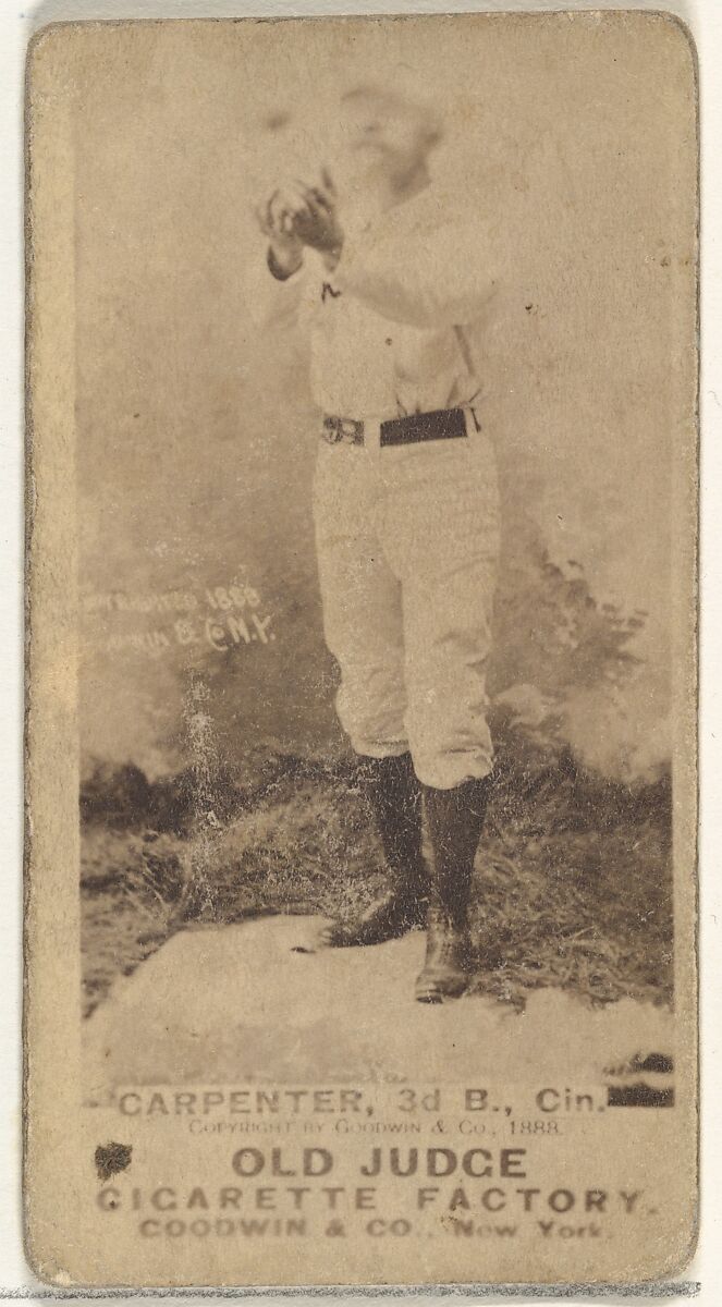 Warren William "Hick" Carpenter, 3rd Base, Cincinnati, from the Old Judge series (N172) for Old Judge Cigarettes, Issued by Goodwin &amp; Company, Albumen photograph 