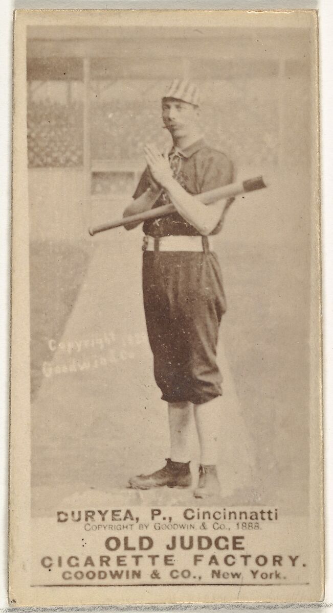 James Newton "Jesse" Duryea, Pitcher, Cincinnati, from the Old Judge series (N172) for Old Judge Cigarettes, Issued by Goodwin &amp; Company, Albumen photograph 