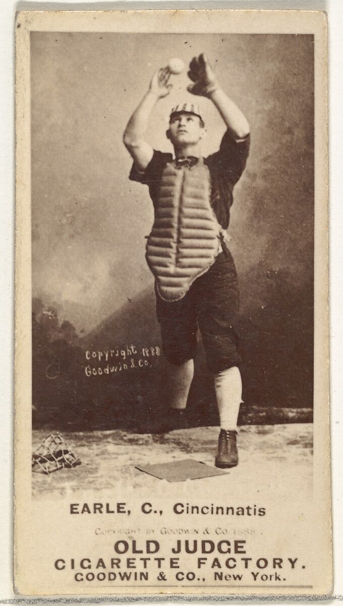 William Moffat "Billy" Earle, Catcher, Cincinnati, from the Old Judge series (N172) for Old Judge Cigarettes, Issued by Goodwin &amp; Company, Albumen photograph 