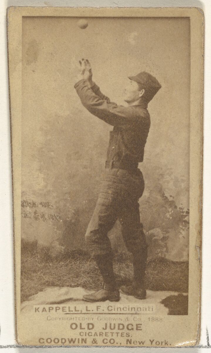 Henry "Heinie" Kappel, Left Field, Cincinnati, from the Old Judge series (N172) for Old Judge Cigarettes, Issued by Goodwin &amp; Company, Albumen photograph 