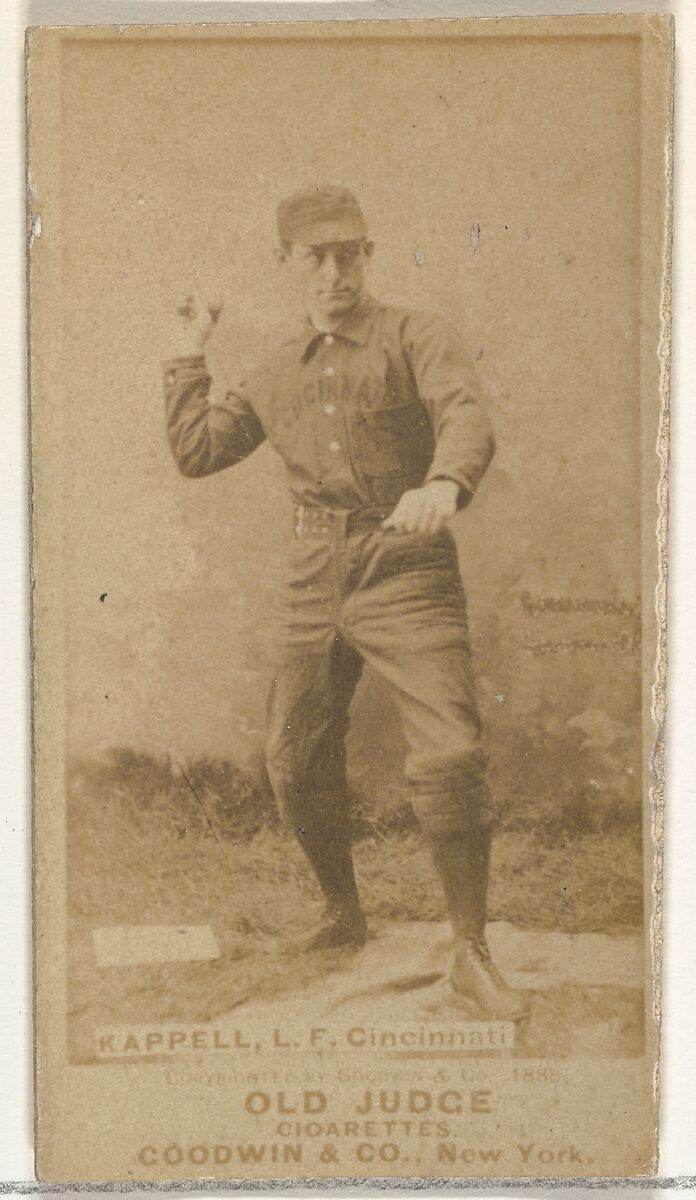 Henry "Heinie" Kappel, Left Field, Cincinnati, from the Old Judge series (N172) for Old Judge Cigarettes, Issued by Goodwin &amp; Company, Albumen photograph 